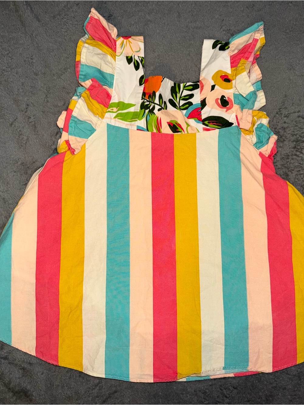 Adelaide Girls' Multicolor Striped Ruffle Tank Top Tunic Size 6